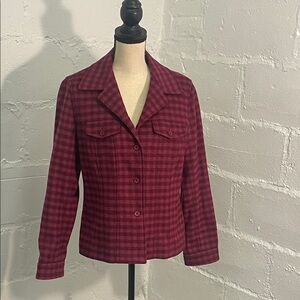 Talbots Burgundy Plaid Women's Jacket Sz 10
